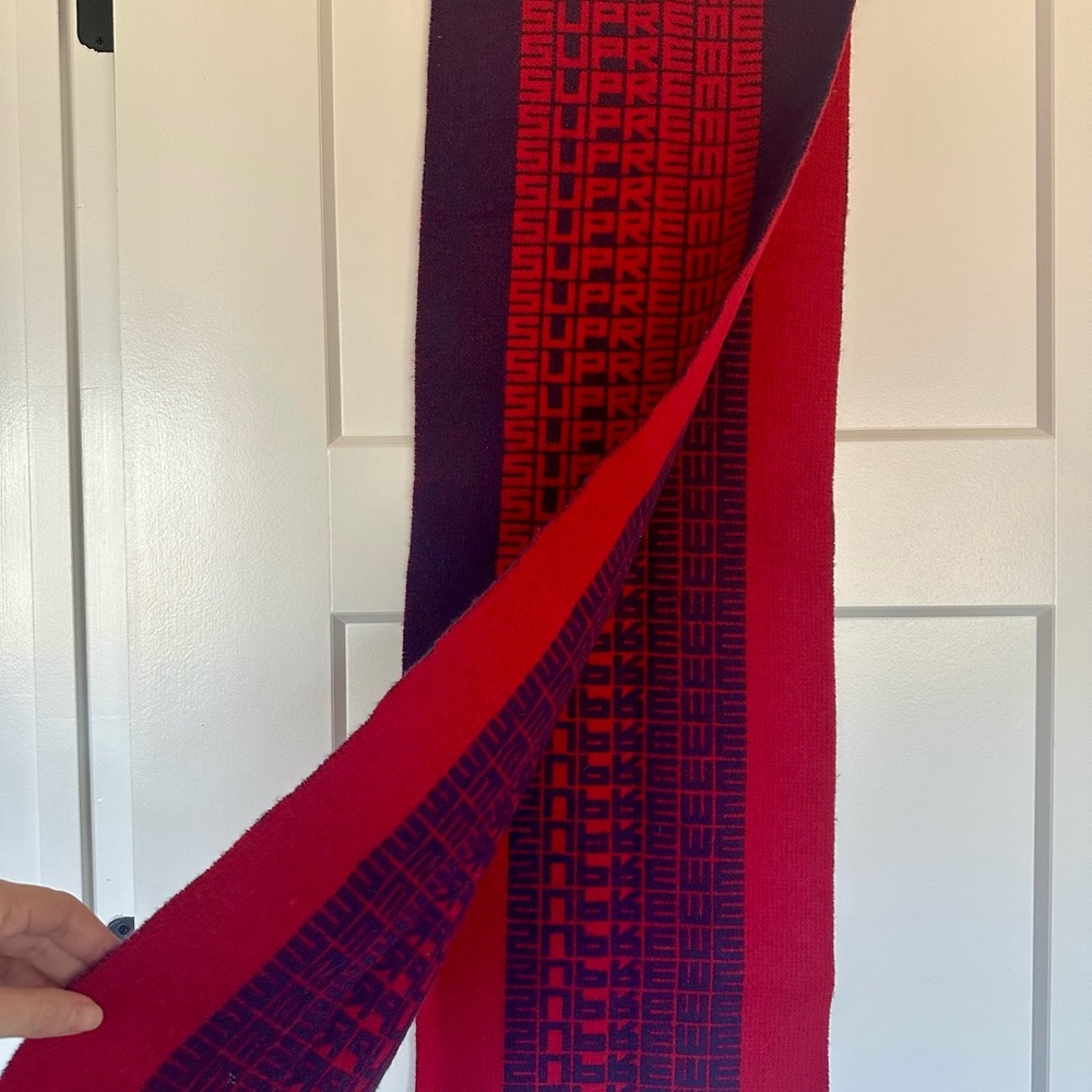 Supreme Red and Blue Wool Scarf
